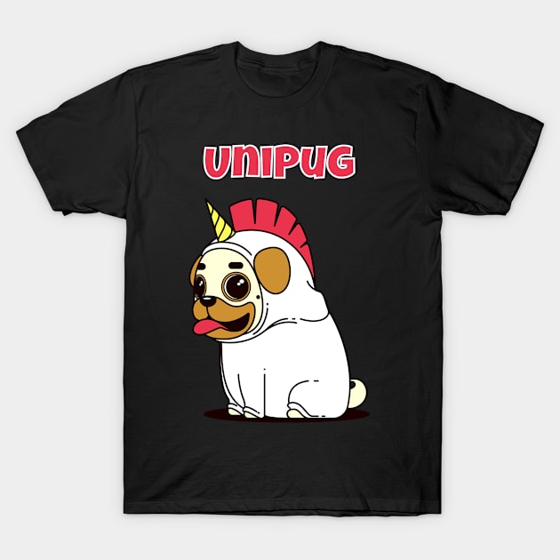 UniPug Unicorn Pug Dog T-Shirt by jutulen